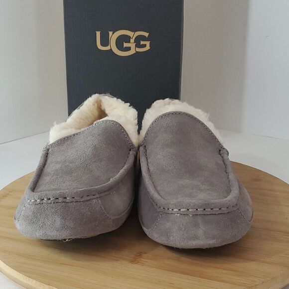 UGG Ascot Slipper Grey Suede Wool Comfort Loafer Men's US 8/ EU 41 NIB - Picture 3 of 13